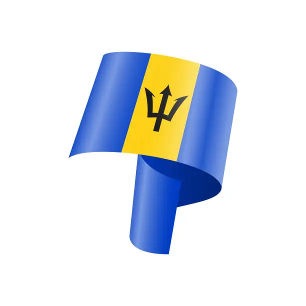 Vector illustration of Waving Barbados flag. National waving flag on a white background.