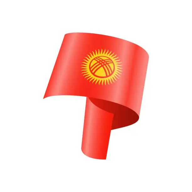 Vector illustration of Waving Kyrgyzstan flag. National waving flag on a white background.