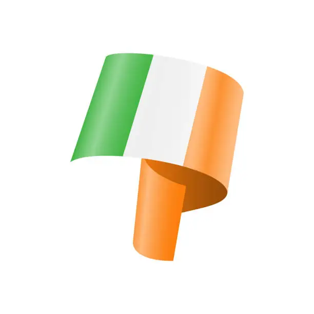 Vector illustration of Waving Ireland flag. National waving flag on a white background.
