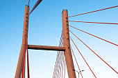 Close-up of Bridge Construction against blue sky