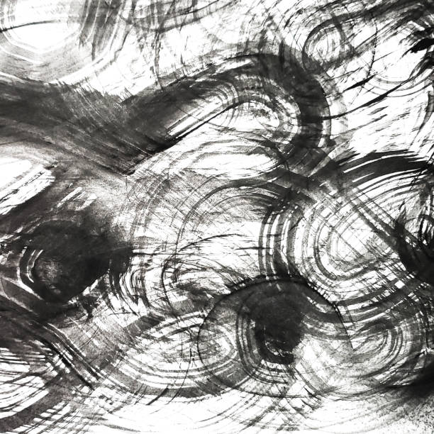 istock Watercolor brushstroke, black on a white background, illustration for design and decoration, ink 1912872426