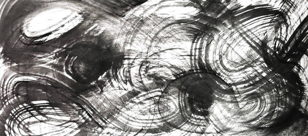istock Watercolor brushstroke, black on a white background, illustration for design and decor, ink, horizontal 1912872436
