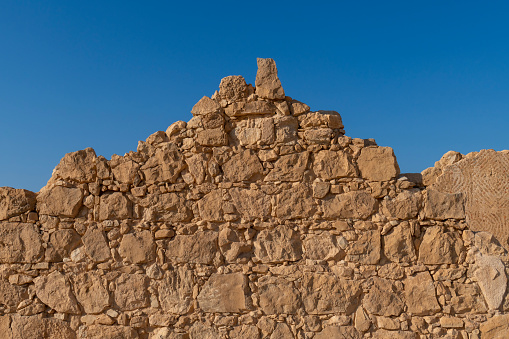 The ruins of the Byzantine Church on Masada in the Judean Desert in Israel.