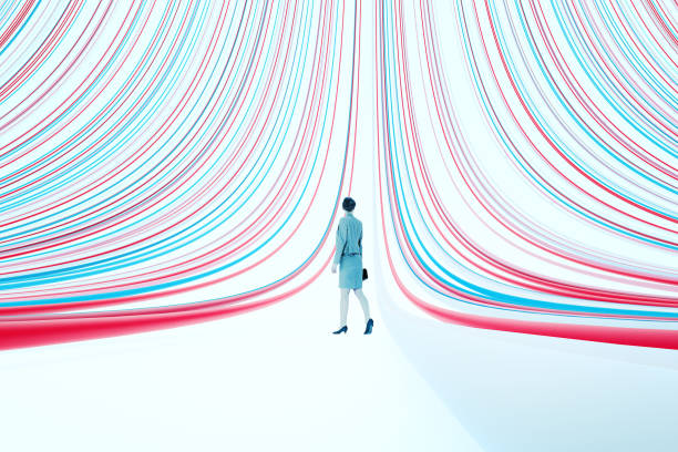 istock Businesswoman walking in VR environment 1912908077