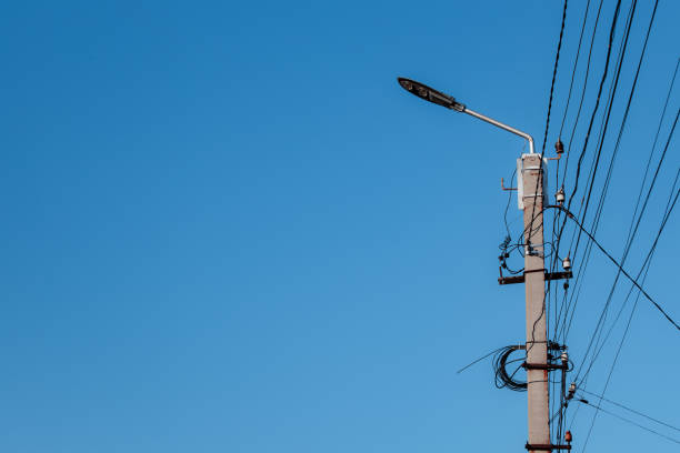 istock Overhead power lines. Telephone cable. Internet communications. 1913000288