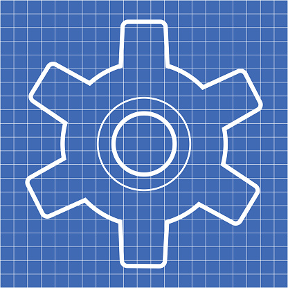 Vector illustration of a gear blueprint.