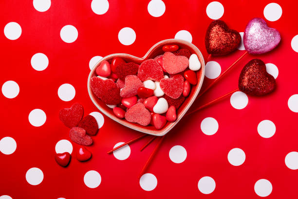 Valentines Day Party on Polka Dot Background