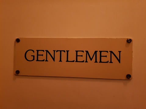 Gentlemen toilet sign, Perth and Kinross, Scotland, England, UK