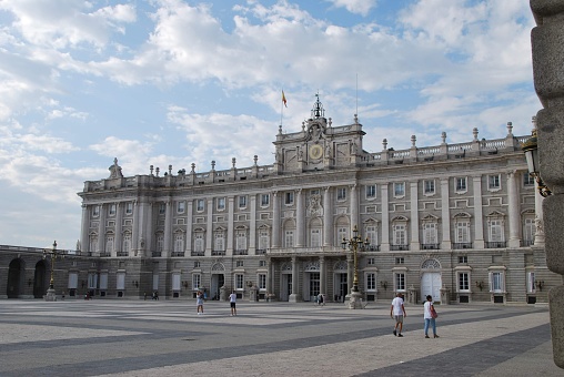 July 7, 2023, Madrid (Spain). The Royal Palace of Madrid (Spanish: Palacio Real de Madrid) is the official residence of the Spanish royal family at the city of Madrid, although now used only for state ceremonies