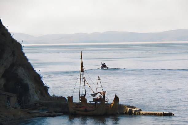 Old boat on Lake Titicaca
