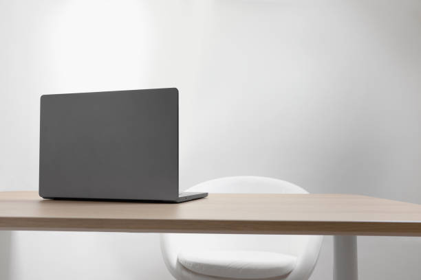 istock Stylish modern laptop on wooden table indoors. Space for text 1913186488