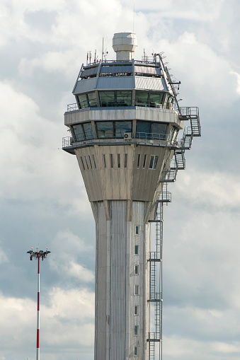 Russia. Saint-Petersburg. Pulkovo Airport. Control tower. Aviation industry infrastructure.