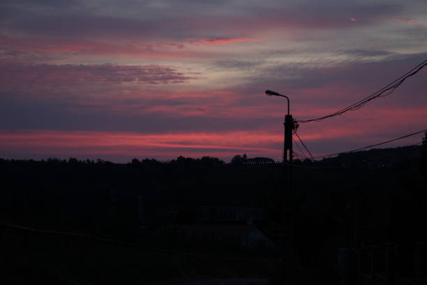 Sunset and beautiful light, sunlight illuminating the colorful sky, clouds, beautiful nature