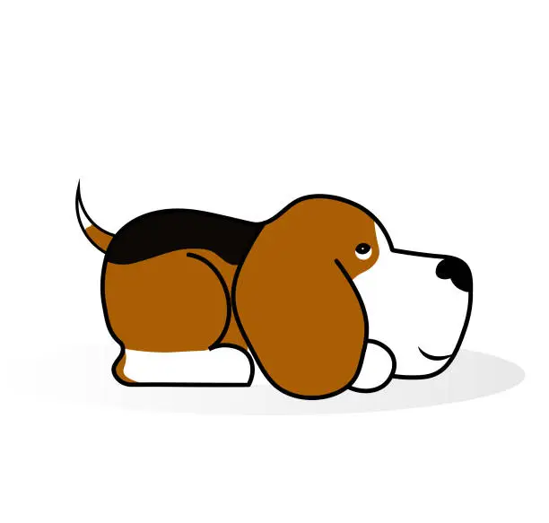 Vector illustration of A cute beagle dog lying on the floor,vector illustration