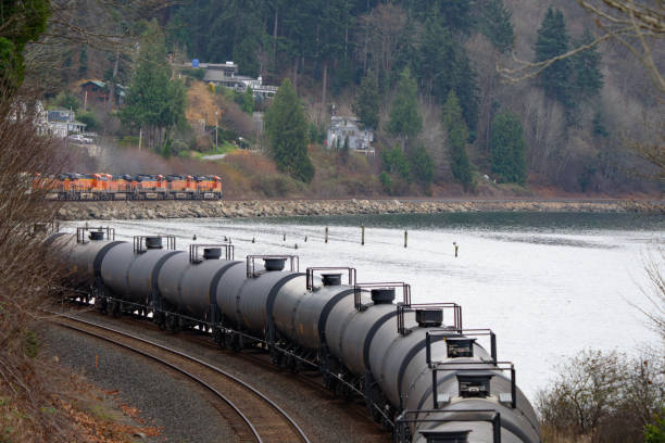 istock Freight Train Curves Around Picnic Point on Puget Sound 1913295484