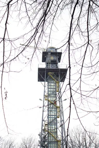 Photo of Parachute tower, dark rainy day, sport