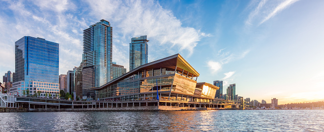 Canada Place and Downtown City Buildings in Coal Harbour, Vancouver, BC, Canada.