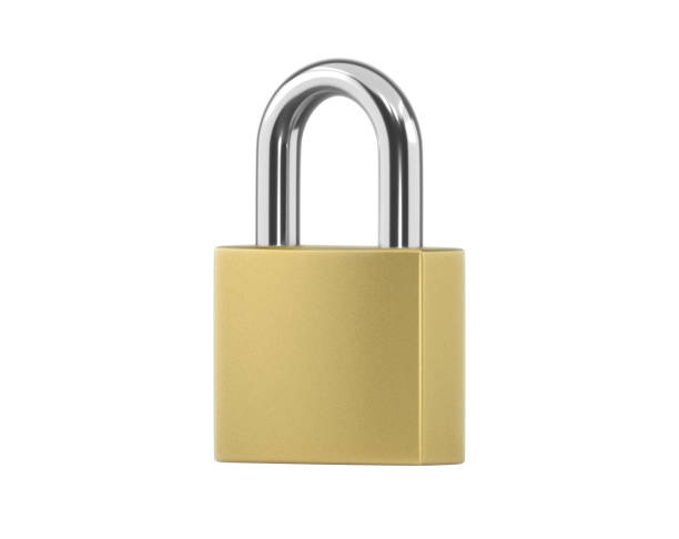 istock Locked Golden Padlock on the white background. 1913450053