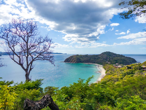 coastline of the Papagayo Peninsula, Costa Rica high angle view of the coastline of the Papagayo Peninsula, Costa Rica peninsula stock pictures, royalty-free photos & images