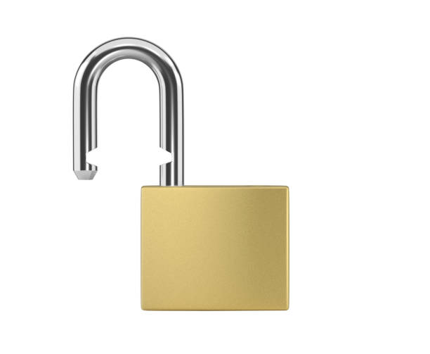 istock Locked Golden Padlock on the white background 1913450565