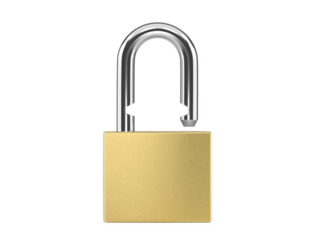 istock Locked Golden Padlock on the white background 1913464416