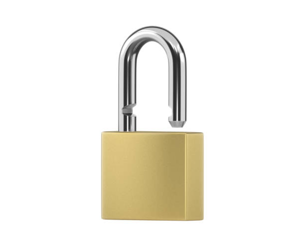 istock Locked Golden Padlock on the white background 1913469104