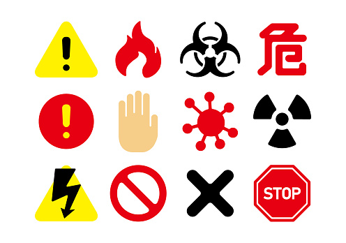 Danger, caution, hazard etc. icon set vector illustration