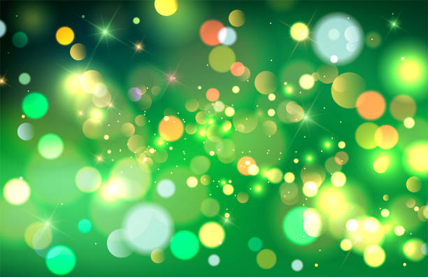 green bokeh light background - st patricks day day abstract backgrounds stock illustrations