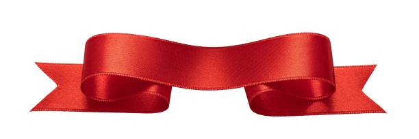 istock Red glossy textile ribbon photo. Cut and ready for overlay 1913703018