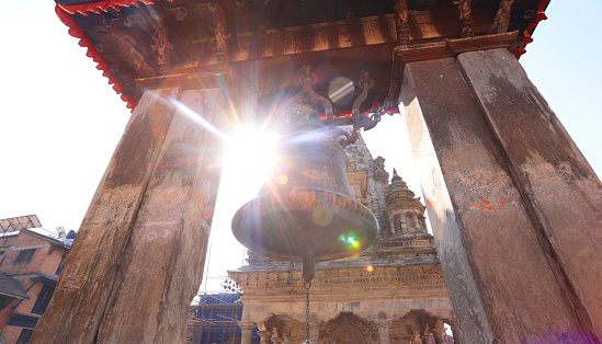 Taleju bell in Bhaktapur Durbar Square, the bell is rung during the worship of the goddess taleju