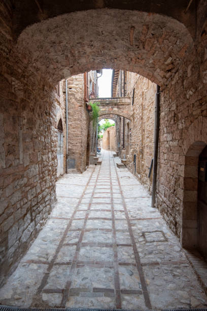 Cobblestone Pedestrian Alley in Spello - Italy