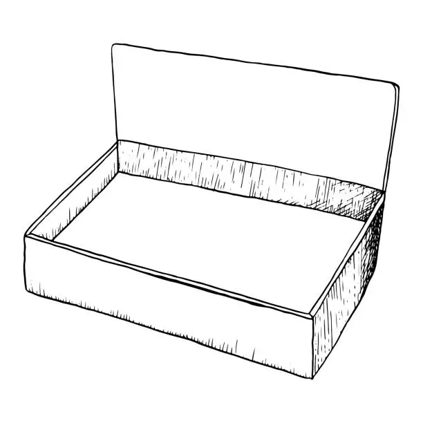 Vector illustration of Vector simple cardboard box for donuts and pastry line Illustration. Empty blank box template