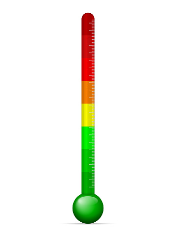 Measuring thermometer on a white background. Vector illustration.