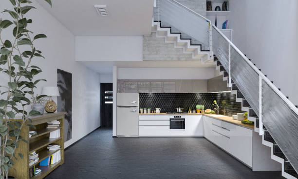 istock Luxurious modern living room and kitchen 1913968980