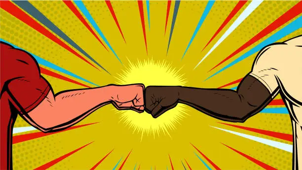 Vector illustration of Vector Pop Art Fist Bump Stock Illustration