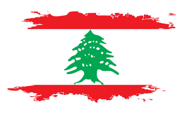 lebanon bendera grunge kuas vektor gambar berwarna - bendera lebanon ilustrasi stok