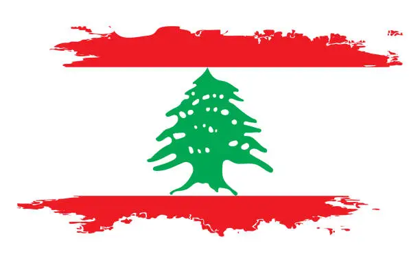 Vector illustration of Lebanon flag grunge brush color image vector