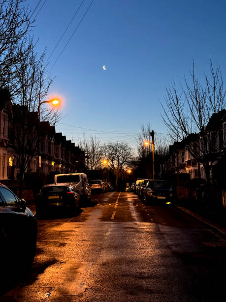 Road in London at dawn