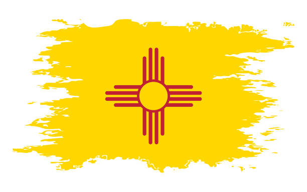 뉴 멕시코 플래그 그런 지 브러쉬 색상 이미지 벡터 - new mexico flag stock illustrations