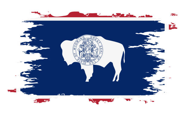 ワイオミング州のフラグ グランジ ブラシの色画像ベクトル - wyoming flag american bison poster点のイラスト素材／クリップアート素材／マンガ素材／アイコン素材