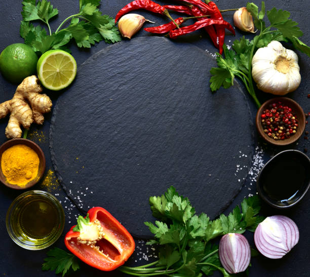 istock Food background with ingredients for cooking. Top view with copy space. 1914052438