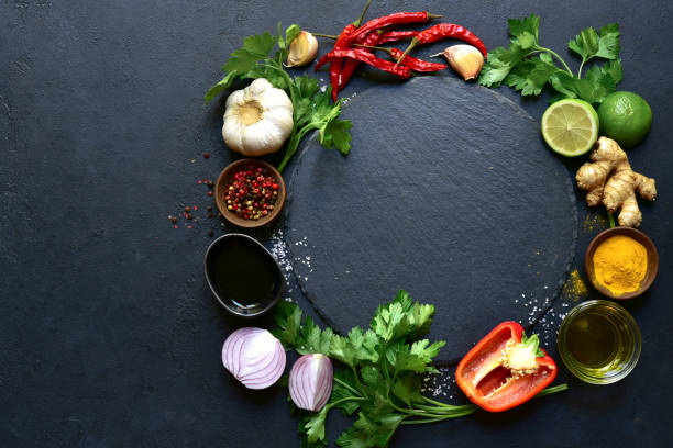 istock Food background with ingredients for cooking. Top view with copy space. 1914053129