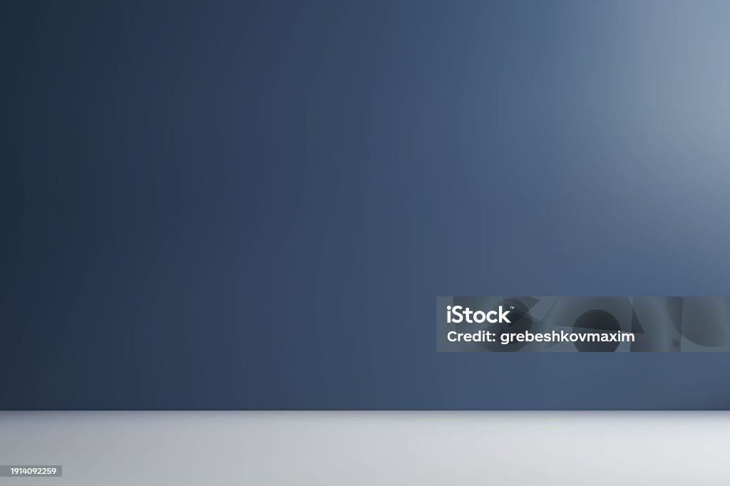 Empty Studio Background With Dark Blue Wall Stock Illustration
