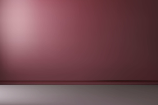 Empty studio background with red dark wall. Template for product presentation