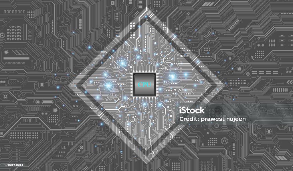 Large Computer Chip Cpu Chip On Motherboard Central Computer Processors Cpu Concept Quantum ...