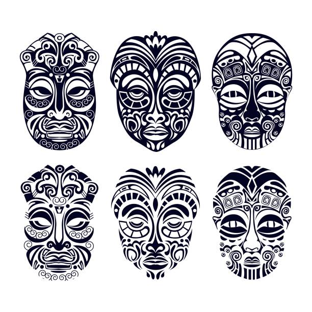 illustrazioni stock, clip art, cartoni animati e icone di tendenza di masks - tatuaggi maori