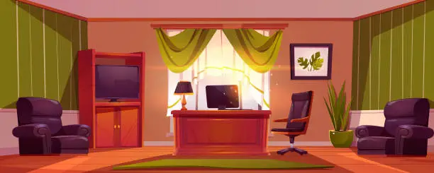 Vector illustration of Office of head or president interior.