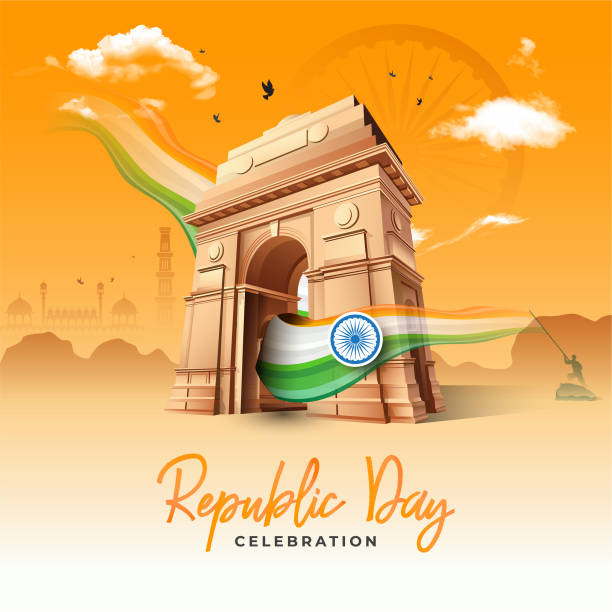 Happy Indian Republic Day Celebration Background Happy Indian Republic Day Celebration Greeting Background Template Vector Illustration republic day stock illustrations