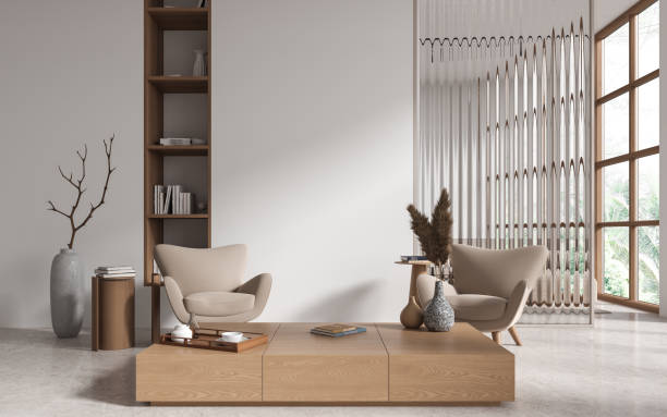 istock Modern home living room interior with two armchairs and decoration 1914222577