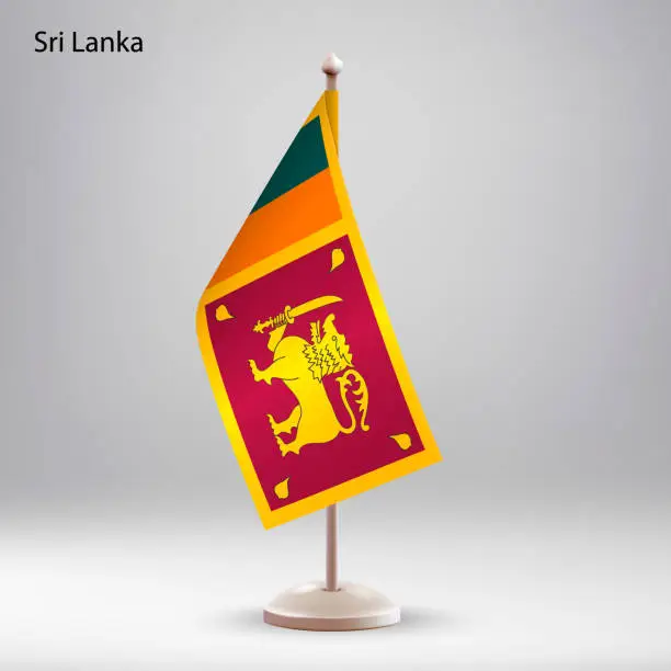 Vector illustration of Flag of Sri Lanka hanging on a flag stand.